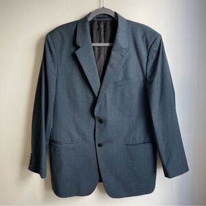 Theory Two Button Sport Coat Blazer Blue Gray Wool Lightweight Double Vent 44 R